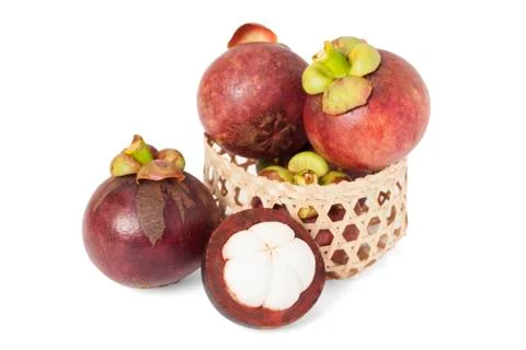 Mangosteen isolate on white background Stock Photos