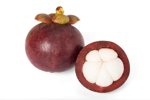 Mangosteen isolate on white background Stock Photos
