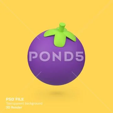 Mangosteen isolated 3d render icon illustration PSD Template