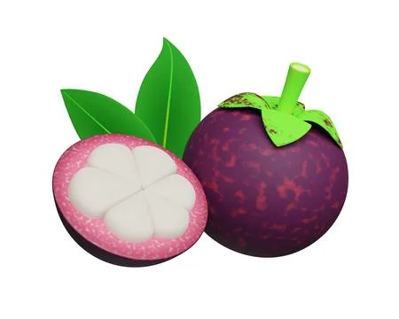 Mangosteen isolated on the white background. 3d rendering Stock Illustration
