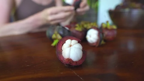 Mangosteen on the table Stock Footage 158607497