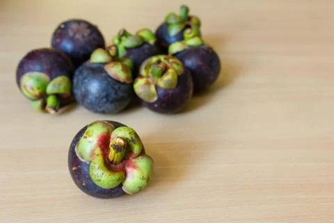 Mangosteen on table Foto stock