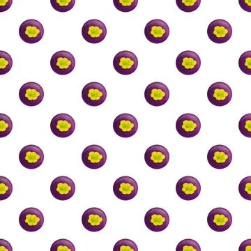 Mangosteen tropical fruit seamless pattern background illustration Stock Illustration
