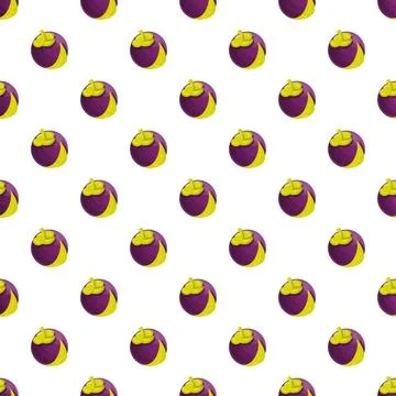 Mangosteen tropical fruit seamless pattern on white background Stock Illustration