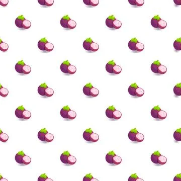 Mangosteen tropical fruit seamless pattern design Stock Illustration