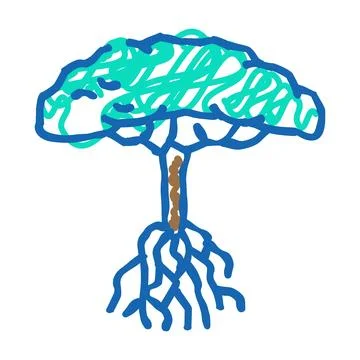 Mangrove tree icon doodle illustration Stock Illustration