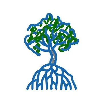 Mangrove tree icon doodle illustration Stock Illustration