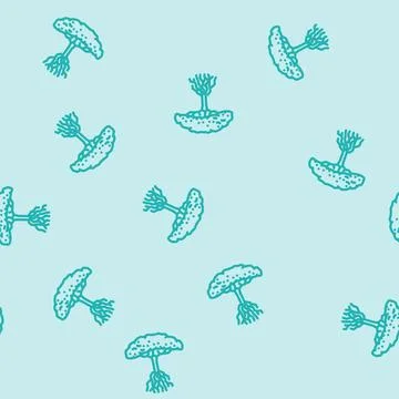 Mangrove tree line vector seamless pattern Stock Illustration