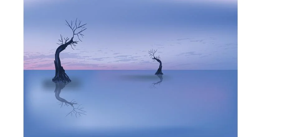 Mangrove trees Stock Illustration