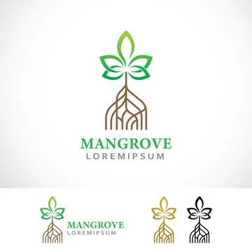 Mangrove Trees Logo Design Template Stock Illustration