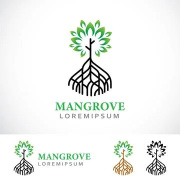Mangrove Trees Logo Design Template Stock Illustration