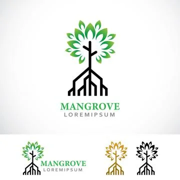 Mangrove Trees Logo Design Template Stock Illustration