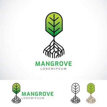 Mangrove Trees Logo Design Template Stock Illustration