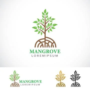 Mangrove Trees Logo Design Template Stock Illustration