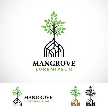 Mangrove Trees Logo Design Template Stock Illustration