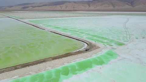 Mangya Emerald Lake Qinghai Two Color 4K Aerial Stock Footage 321046723