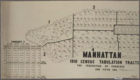 Manhattan, 1910 census tabulation tracts 1910. Cartographic. Maps. Lionel ... Stock Photos