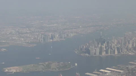 Manhattan aerial view Stock Footage 54566314
