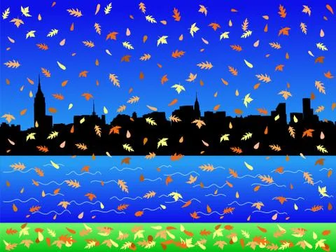 Manhattan in autumn Stock Illustration