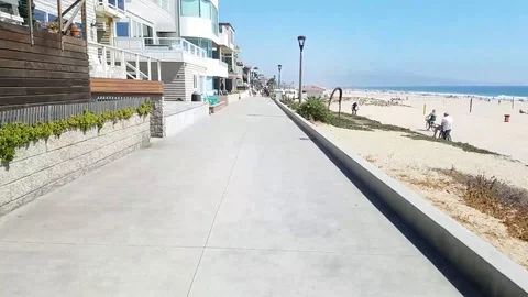 Manhattan Beach Boardwalk Hyper Lapse Stock Footage