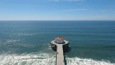 Manhattan Beach - Move Over Pier Panned Down Video stock 93602949