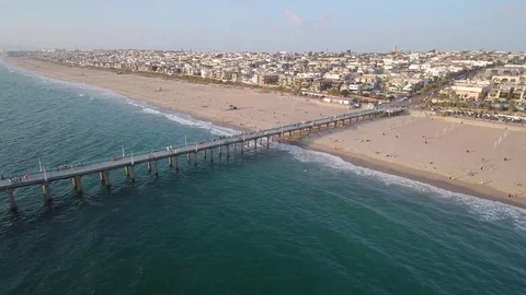 Manhattan Beach pier during sunset Stock Footage 84873904