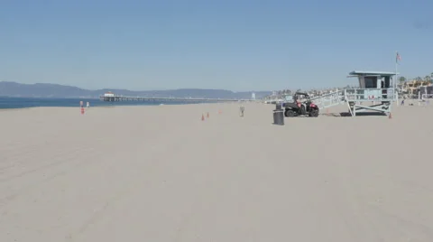 Manhattan Beach with Pier Stock Footage 61151709