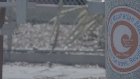 Manhattan Beach Recycle Sticker on Post Stock-Footage 154001121