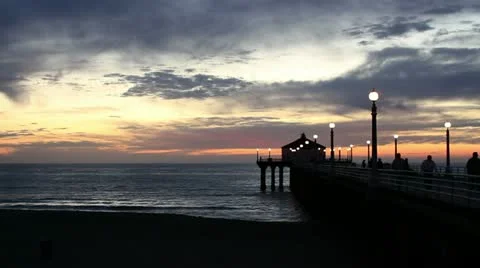 Manhattan Beach Sunset Stock Footage 22782853