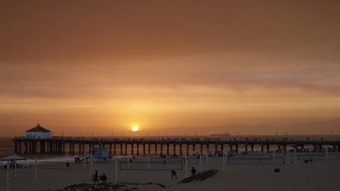 Manhattan Beach Sunset Time-lapse - * Unedited * Video stock 89924278
