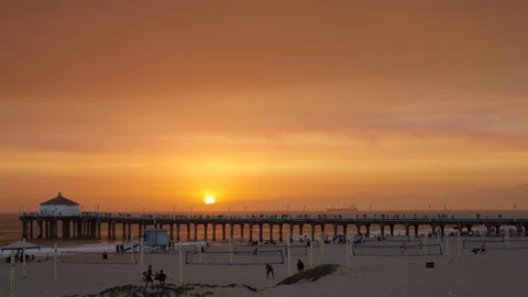 Manhattan Beach Sunset Time-lapse - * Some Color * Video stock 89944800