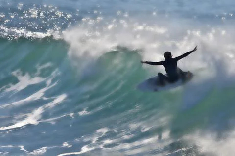 Manhattan Beach Surfer Blurred Effect Stock-Fotos