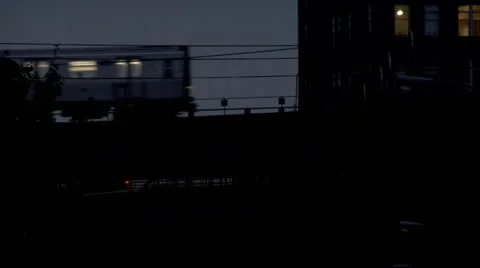 Manhattan Bound Train Crossing Over Williamsburg Bridge Night Stock Footage 22159871