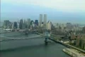 Manhattan Bridge, Brooklyn Bridge and Manhattan Skyline with the twin towers Footage