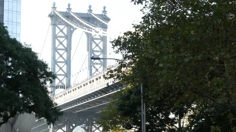 Manhattan Bridge to Brooklyn Dumbo. New York City symbol. Travel USA tourist Stock Footage 291601839