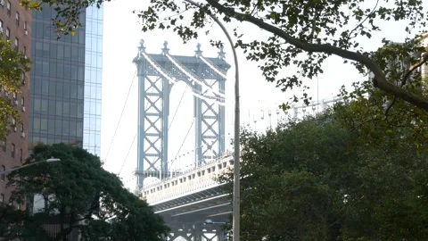 Manhattan Bridge to Brooklyn Dumbo. New York City symbol. Travel USA tourist 库存影片 296680606