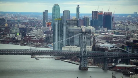 Manhattan Bridge On A Cloudy Day Stock-Footage 74481472