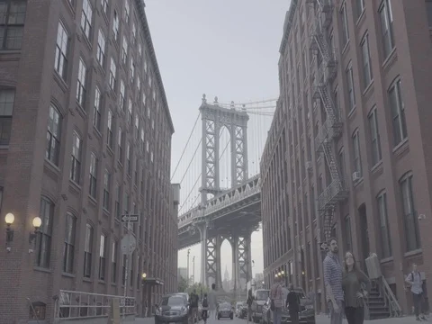 Manhattan bridge Crane Shot Stock Footage 75937226