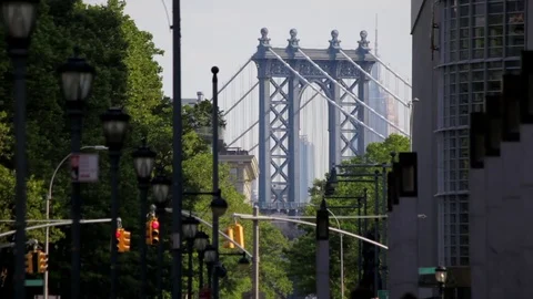 Manhattan Bridge Down Street Stock-Footage 79331057