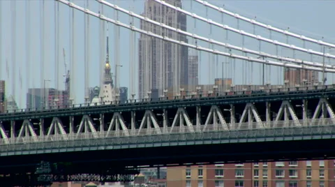 Manhattan Bridge from DUMBO Empire State Building Stock Footage 49223365