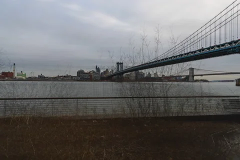 Manhattan Bridge Hyperlapse East River (1 of 2) Stock Footage 171176190