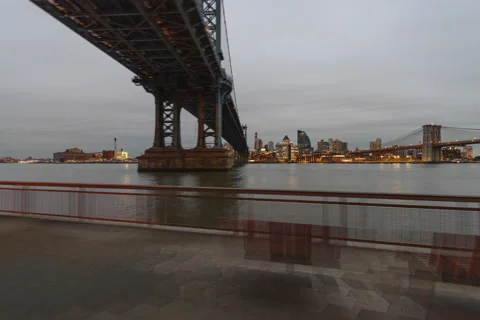 Manhattan Bridge Hyperlapse East River (2 of 2) Stock Footage 171176330