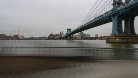 Manhattan Bridge Hyperlapse East River Fast Stock Footage 171192252