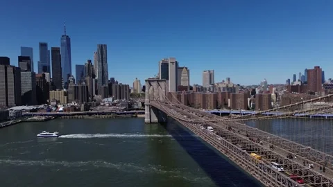 Manhattan Bridge looking towards Lower Manhattan, 9/4/2025, 4K Stock Footage 306774221