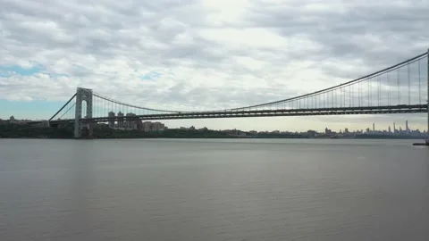 Manhattan Bridge made from Brooklyn Bridge Park in New York City Stock Footage 145384537