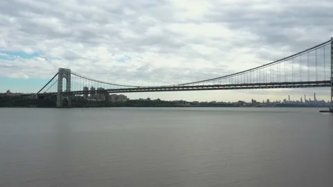 Manhattan Bridge made from Brooklyn Bridge Park in New York City Stock Footage 145384571