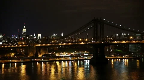 Manhattan Bridge at Night Stock-Footage 44235516