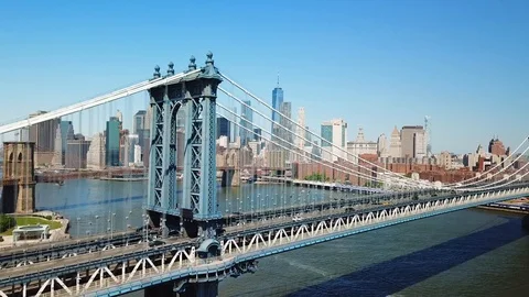 The Manhattan Bridge - Pullback Shot Stock-Footage 90737092
