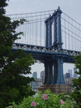 Manhattan bridge pylon Stock Photos