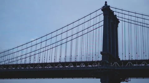 The Manhattan Bridge seen from Brooklyn Bridge Park Stock Footage 301649141